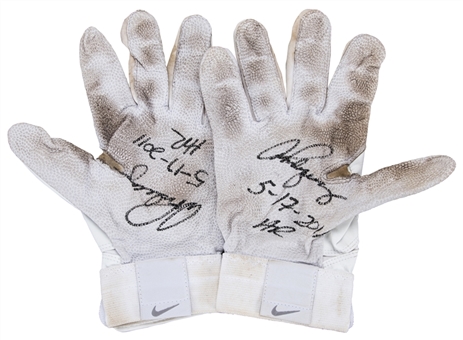 2011 Alex Rodriguez Game Used, Signed & Inscribed Batting Gloves Used On 5/17/11 For Career Home Runs #620 & #621 (MLB Authenticated & Rodriguez LOA)